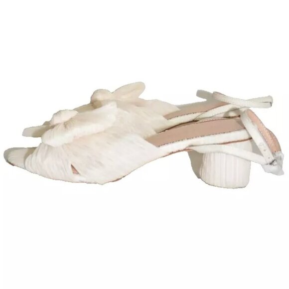 $380 Loeffler Randall Dahlia BOW Ankle Strap Knotted Sandal PEARL 6 (DB38) - Picture 4 of 7